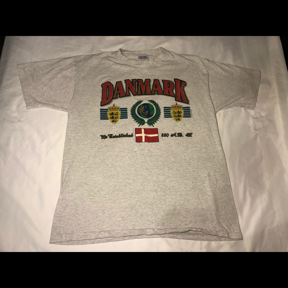 Vintage Made in USA Single Stitched Danmark T